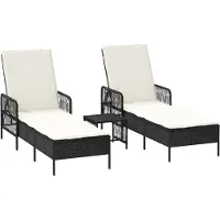 vidaXL Solstol Reclining 2-person 3 pcs Svart och krämvit konstrotting