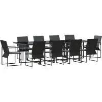 vidaXL Trädgårdsmöbelset 11 pcs Svart Stål