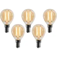 LUEDD Set med 5 E14 dimbara LED-lampor G45 guld 4W 330 lm 2100K