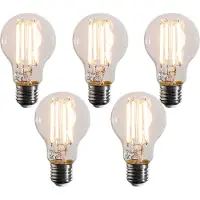 LUEDD Set med 5 smarta E27 dimbara i Kelvin LED-lampor A60 Klar 7W 806 lm 1800-3000K