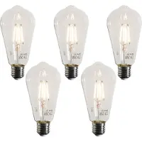 LUEDD Set med 5 E27 LED-filamentlampor ST64 Klar 4W 470 lm 2700K