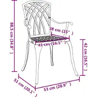 vidaXL Trädgård Stol 2 pcs Brons 55 x 56.5 x 91cm Aluminium