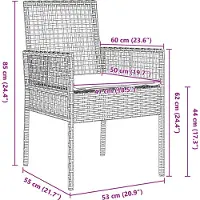 vidaXL Trädgård Stol med kudde 2 pcs Brun 55 x 53 x 85 cm konstrotting