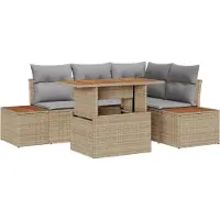 vidaXL Trädgårdsoffset 5 st Beige och Grå