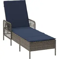 vidaXL Solstol 1-person Grå och Marinblå 200 x 55 x 92 cm konstrotting