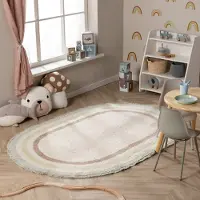 Little Olly Ovalt tvättbart barnmatta | Milo grön hos Volero | 80x120 cm | Bomull | Med kant | Oval | Låg lugg
