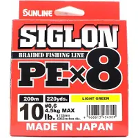 Sunline PE Line X8 Siglon 200M PE 0,6 10LB Ljusgrön (4329) limegrön färg