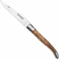 Laguiole En Aubrac Black Ash Burl, Double Plated, Matt Bolsters, pocket knife, 12 cm