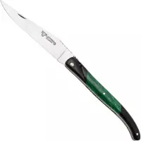 Laguiole En Aubrac Ebony, Malachite Inlay, Handcarved Plates, pocket knife, 12 cm