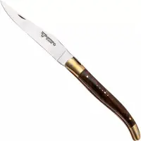 Laguiole En Aubrac Le Bijou L0212LCHB/WCBJ Ironwood Burl, Handcarved Copper Plates, Matt Brass Bolsters, pocket knife, 12 cm