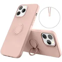 Mtp Products iPhone 13 Pro Liquid Silikonskal med Ringhållare - Rosa