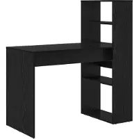 vidaXL Skrivbord med hylla Svart Ek 113 x 54 x 120 cm Konstruerat trä