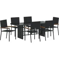 vidaXL Trädgårdsmöbelset 7 pcs Svart konstrotting