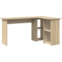 vidaXL Skrivbord med hylla Sonoma-ek 142 x 102 x 73 cm Konstruerat trä