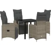 vidaXL Trädgårdsmöbelset 5 pcs Grå konstrotting