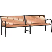 vidaXL Trädgårdsbänk brun 231 cm trä och pulverlackerat stål