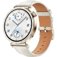 INF Klockarmband i Läder för Huawei Watch GT5 - 18MM White + Gold