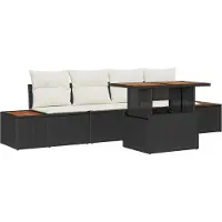 vidaXL Trädgårdsmöbelset med kudde 5 pcs Svart och beige