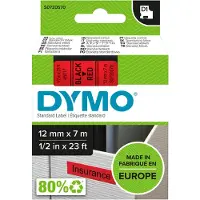 Dymo Labeltape D1 sort på rød 12mm x 7m