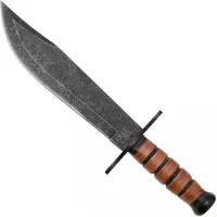 Rough Ryder Combat Bowie RR2586, Blackwashed Stainless, Stacked Leather, fixed knife