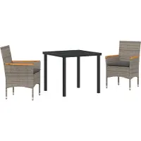 vidaXL Trädgårdsmöbelset med kudde 3 pcs Grå Poly rattan