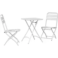 vidaXL Bistroset 3 delar Vit Stål 42002950