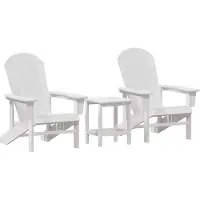 vidaXL Trädgård Stol 3 pcs Vit polyeten