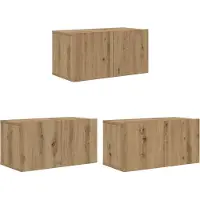 vidaXL Väggmonterad TV-möbel - - Brun - Ingenjörsträ - 60x30x30 cm - Flytande - Inbyggda hyllor - 2 dörrar