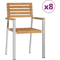 vidaXL Trädgård Stol 8 pcs Olivenatur Massivt teakträ