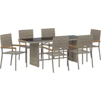 vidaXL Trädgårdsmöbelset 7 pcs Grå konstrotting