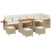 vidaXL Trädgårdsoffset 12 pcs Beige och gräddfärgad konstrotting