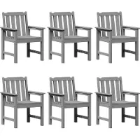 vidaXL Trädgård Stol 6 pcs Ljusgrå 65.5 x 59 x 88 cm polyeten