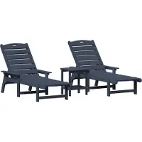 vidaXL Trädgårdsloungemöbler 3 pcs Marinblå 38 x 38 x 46cm polyeten