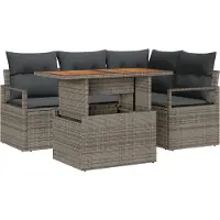 vidaXL Trädgårdsoffset med lagring 5 pcs Grå Poly rattan
