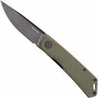 Real Steel Luna Phantom Flipper 7007GB Blackwashed D2, OD Green G10, pocket knife, Jakub Wieczorkiewicz design