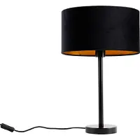QAZQA Bordslampa svart med oval sammetskärm svart 35 cm - Simplo