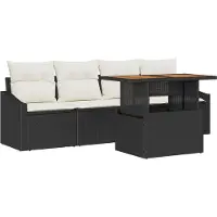 vidaXL Trädgårdsoffset med lagring 5 pcs Svart Poly rattan