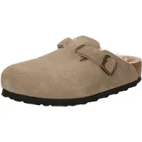 Birkenstock - Tofflor - Boston Shearling Leather/Suede Regular Taupe för UnisexUll - Storlek 44 - Brun
