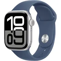 Apple Watch Series 10 Aluminium 42 mm (2024) | GPS + Cellular | silver | Sportband S/M | denim