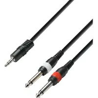 Adam hall 3 Star, 3,5mm, Hankontakt, 2 x 6,35mm TS, Hankontakt, 3 m, Svart, Röd, Vit
