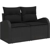 vidaXL Trädgårdsoffa med kudde Svart 124 x 62 x 69 cm konstrotting