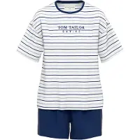 Tom Tailor Kort pyjamas 'Charlotte' marinblå / safir / vit