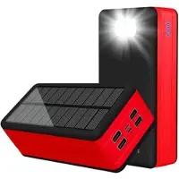 Mtp Products Psooo PS-400 Solcells Powerbank - 4xUSB-A, 50000mAh - Röd