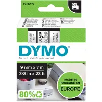Dymo Märkband D1 9 mm, svart på transp