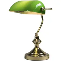 QAZQA Klassisk bordslampa/notarielampa mässing med grönt glas - Banker