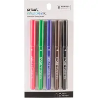 Cricut Infusible Ink Basics - Markering - för textil - svart, purpurrött, ultraviolett, ljusgrön, tawny - vattenbaserat bläck - 1 mm - medel (paket om 5)