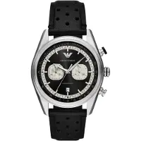 Giorgio Armani Montre Herrar AR11635 - Svart Läder - 42mm - 5 bar - Kvarts - Analogisk