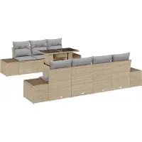 vidaXL Trädgårdsoffset med kudde 8 pcs Beige och Ljusgrå