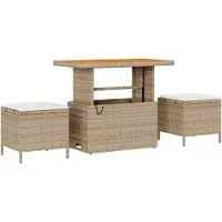 vidaXL Trädgårdsmöbelset Beige konstrotting