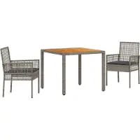 vidaXL Trädgårdsmöbelset 3 pcs Grå konstrotting